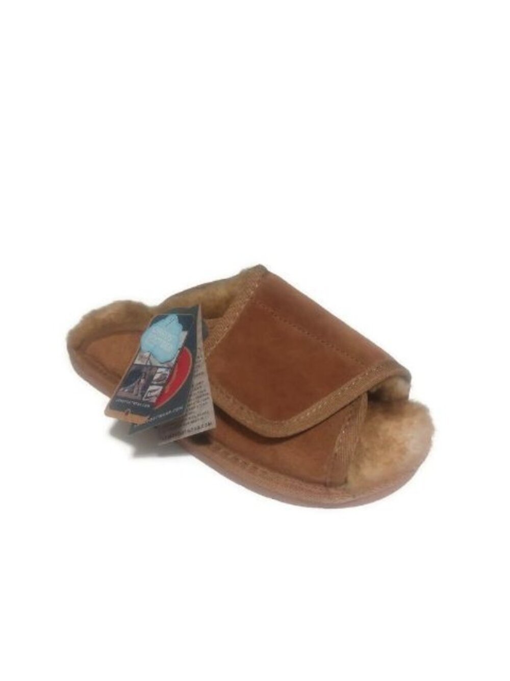 Lamo Wrap Suede Slippers Mens Small Size 7 8 EU40 Sheepskin Lining Chestnut New